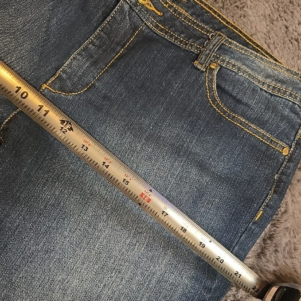 Michael Kors Dark Wash Blue Straight Leg Jeans With Gold Size 12